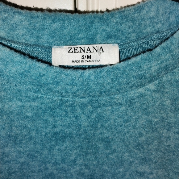 Blue Cropped Zenana Sweater S/M Relaxed Fit - Picture 5 of 6